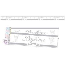 Bannière décorative argentée Baptême 2.44m