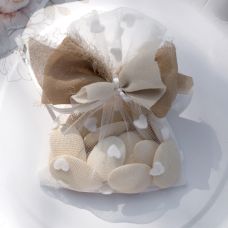 Sachet dragée mariage blanc en tulle x4 pièces